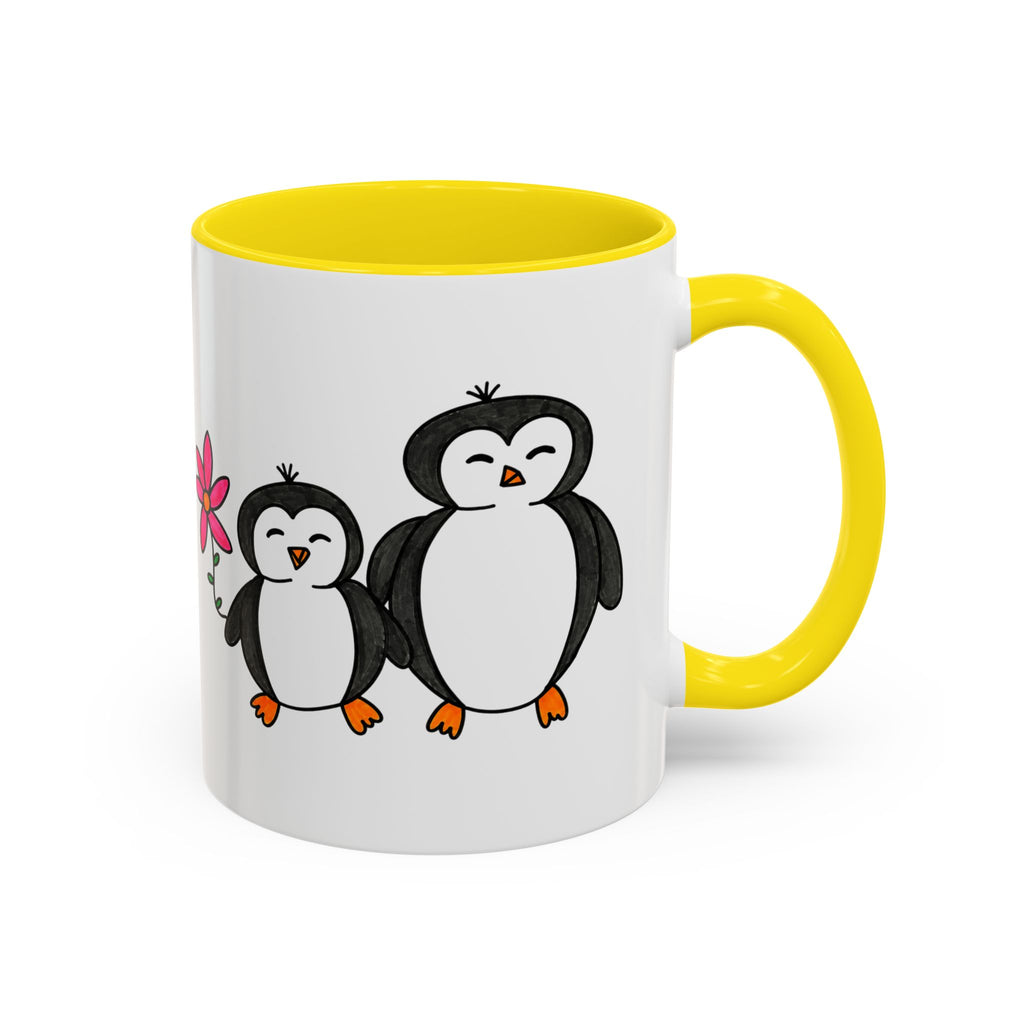 Hand-Drawn Cute Penguin Family Mug | Accent Coffee Mug