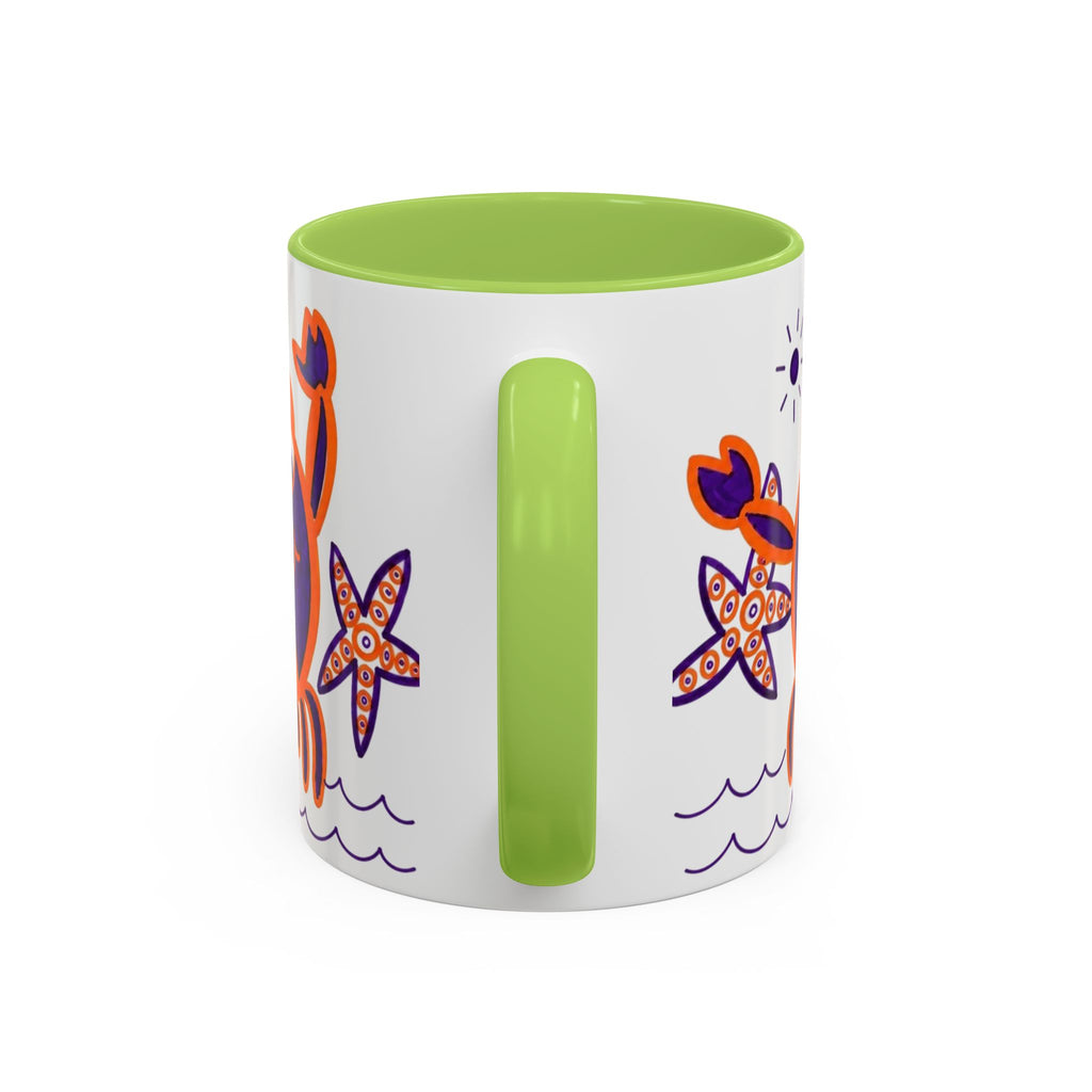 Hand-Drawn Playful Purple Orange Crab mug | Accent Coffee Mug