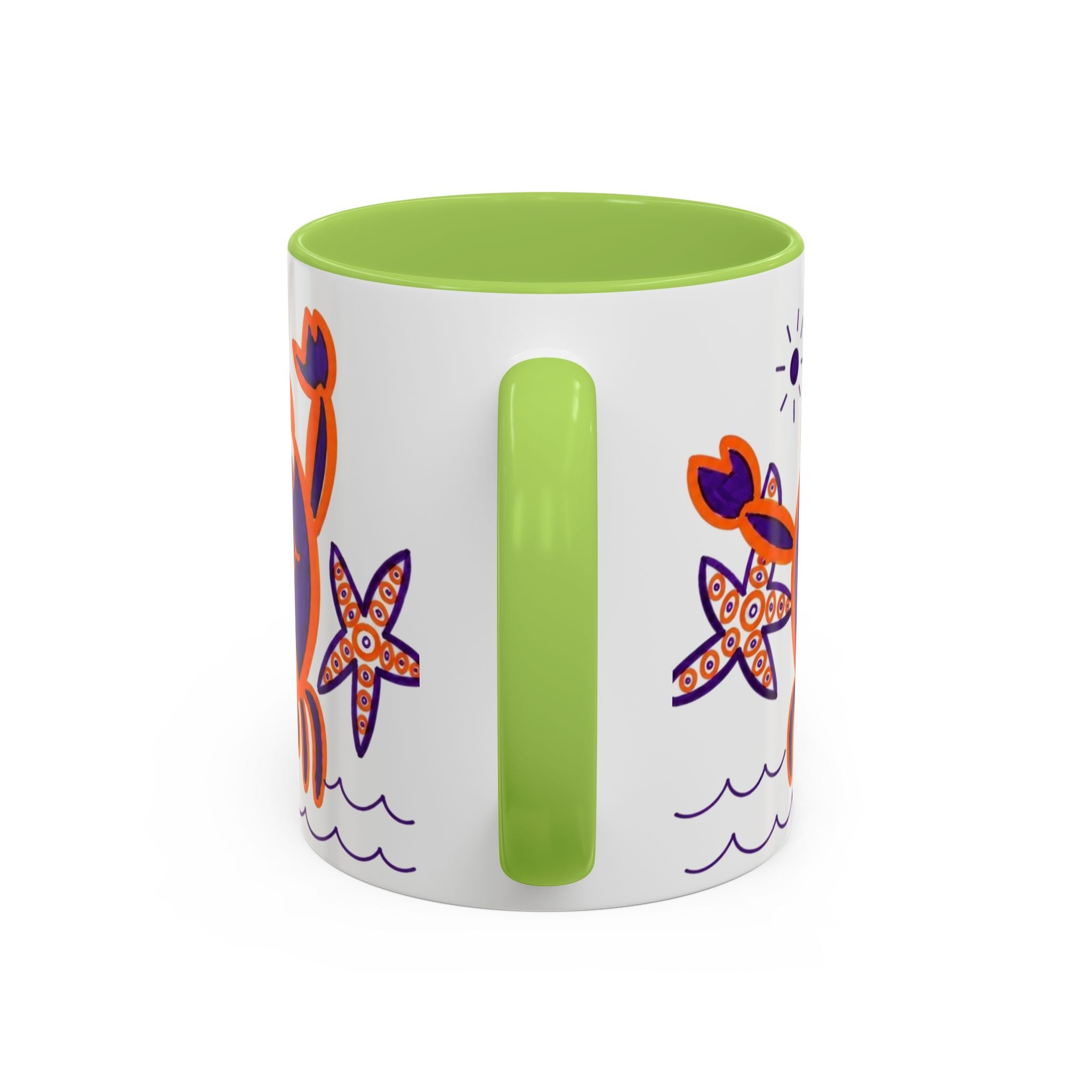 Hand-Drawn Playful Purple Orange Crab mug | Accent Coffee Mug