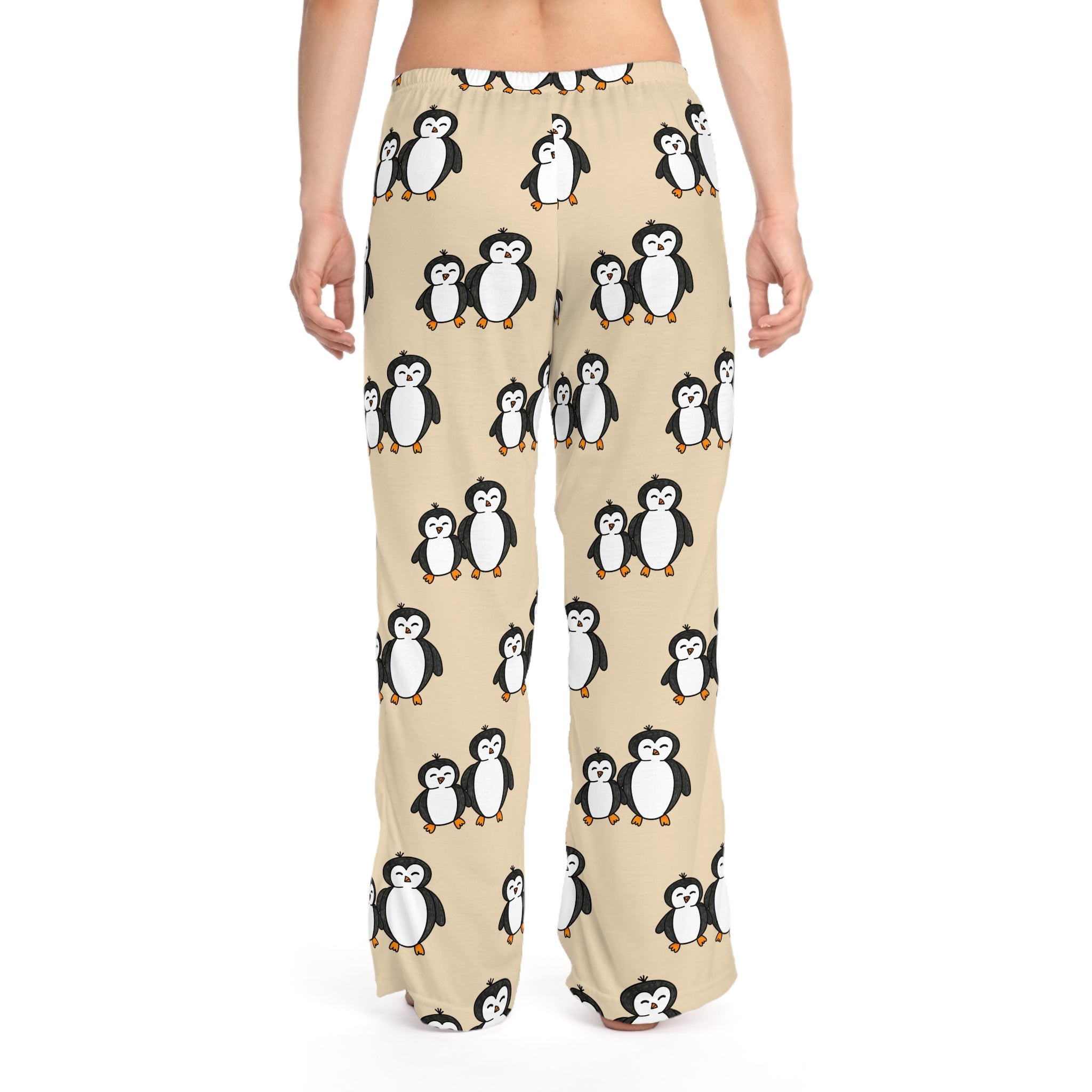 Hand-Drawn Cute Penguin Pattern Pajama Pants | All-Over Print