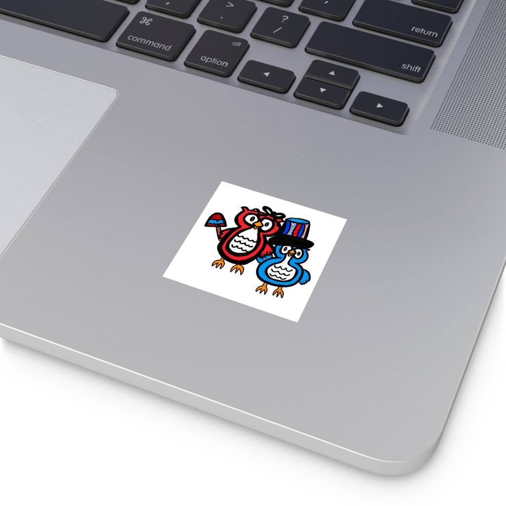 Cute Patriotic Owl Sticker, Hand Drawn Americana Vinyl Sticker, Whimsical Fourth of July Owl Decal, Red White Blue Sticker