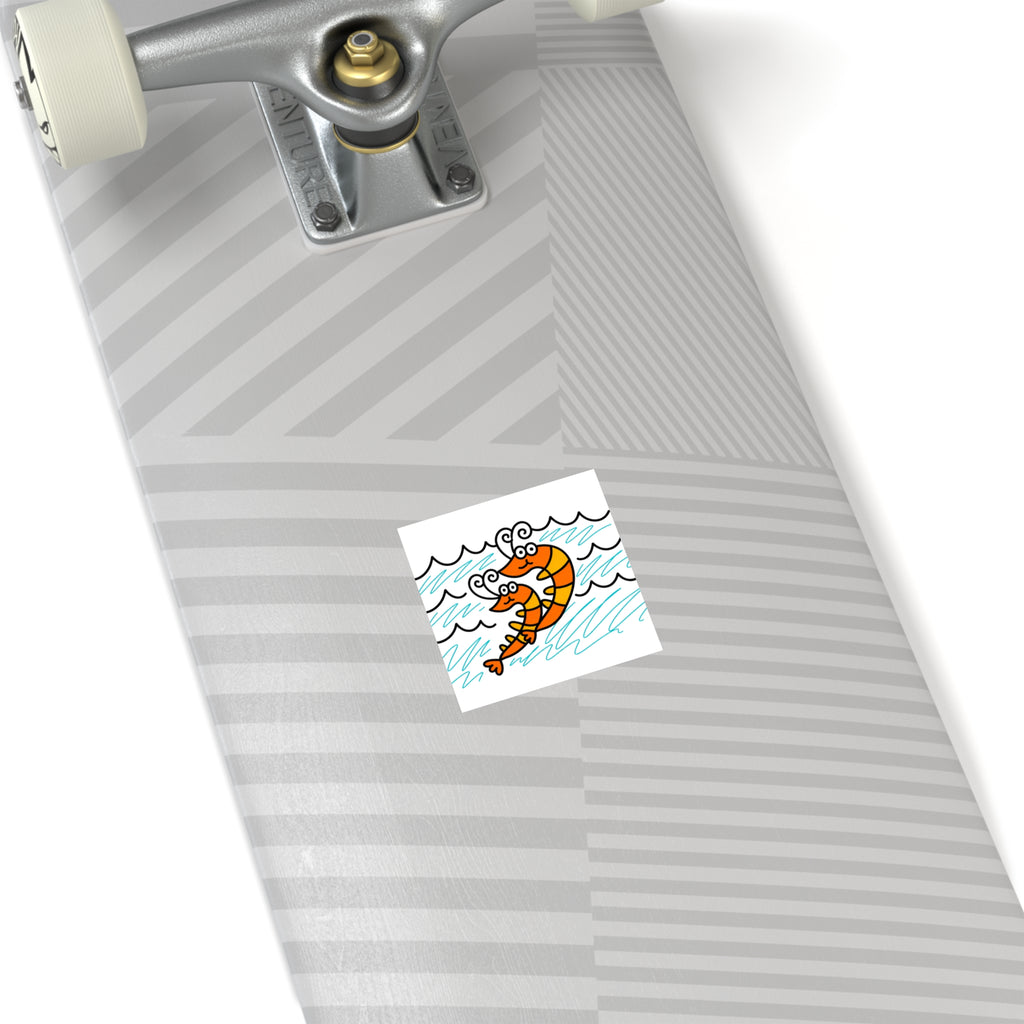Cute Shrimp Sticker, Hand Drawn Ocean Vinyl Sticker, Whimsical Coastal Shrimp Decal, Cute Sea Life Sticker