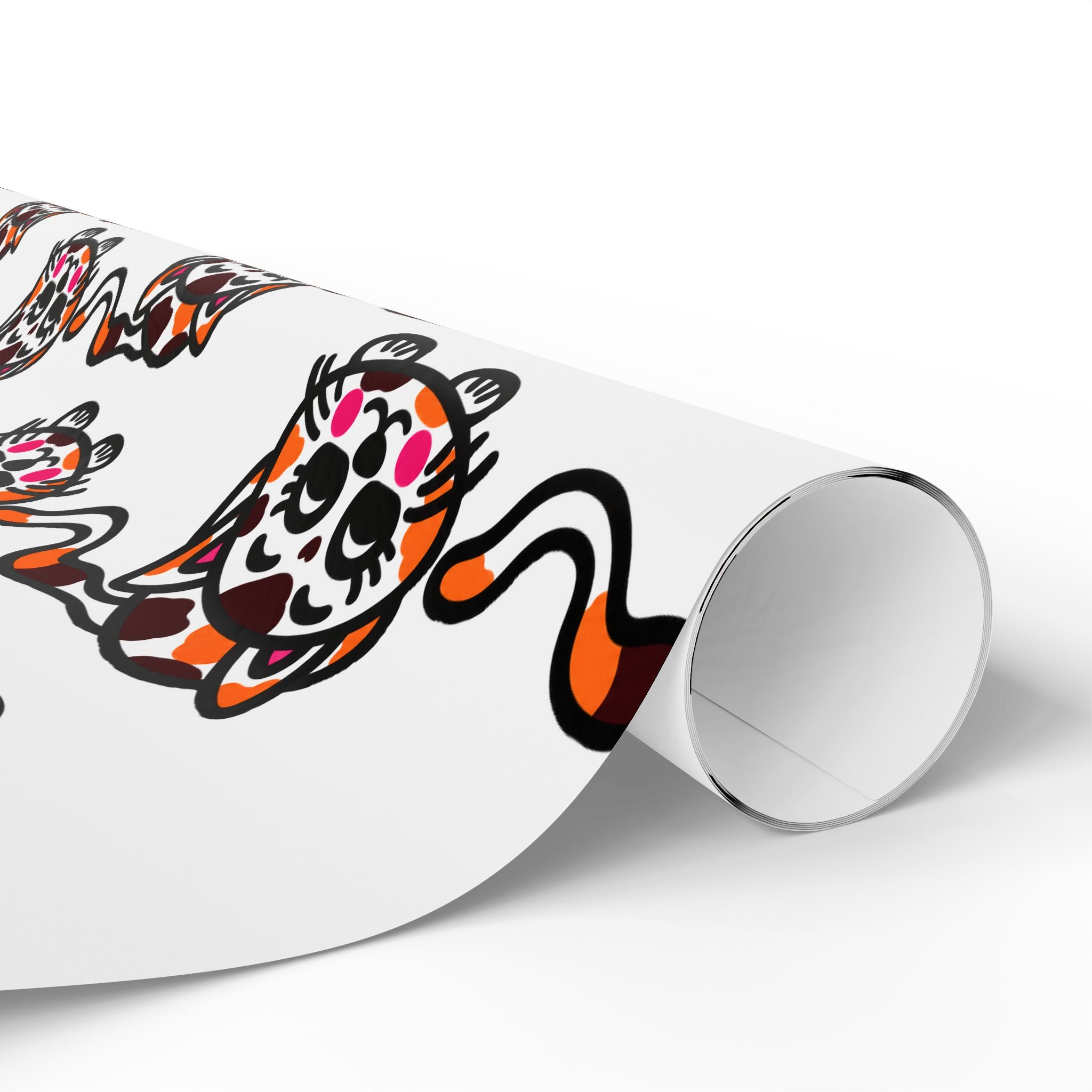 Hand-Drawn Calico Cat Pattern Wrapping Paper | Cute Animal Gift Wrap