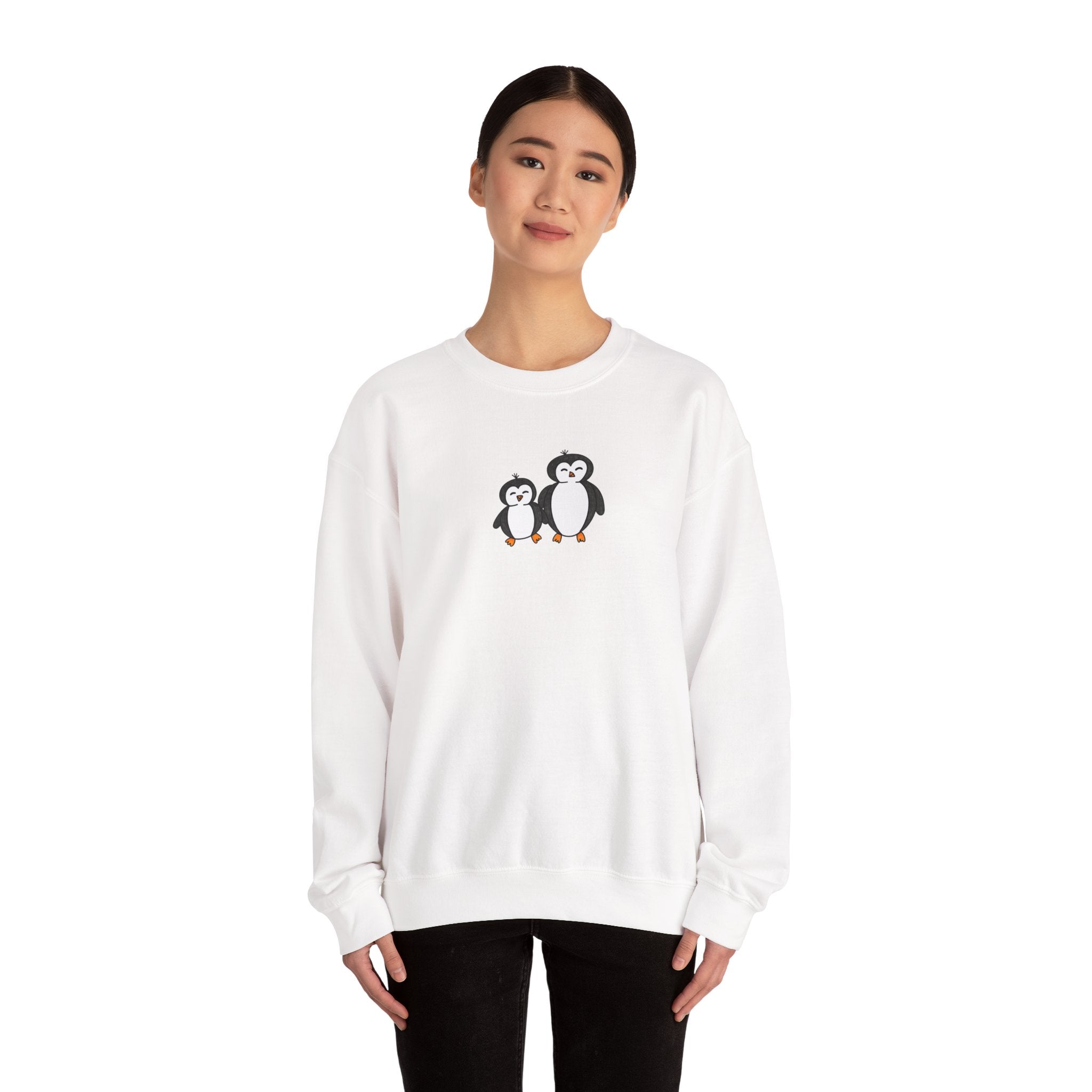 Hand-Drawn Cute Penguin Pair sweatshirt | Minimal Penguin Illustration