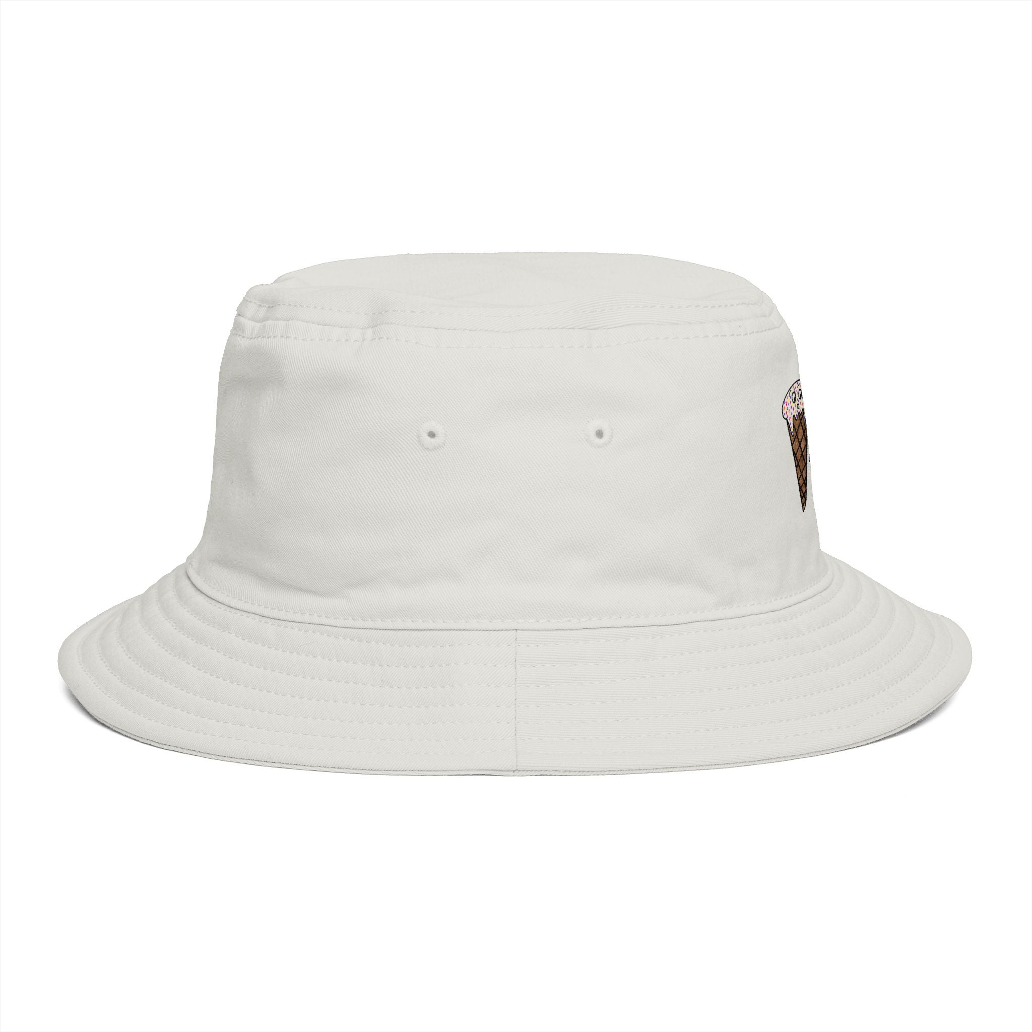 Hand-Drawn Cute Ice Cream Cone and Cake Birthday Bucket Hat | Dessert Illustration