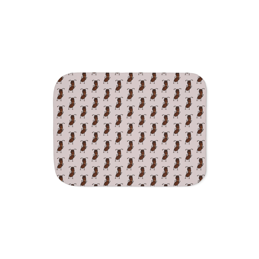 Hand-Drawn Ant Pattern Sherpa Blanket | Repeating Insect Design, Cozy Throw