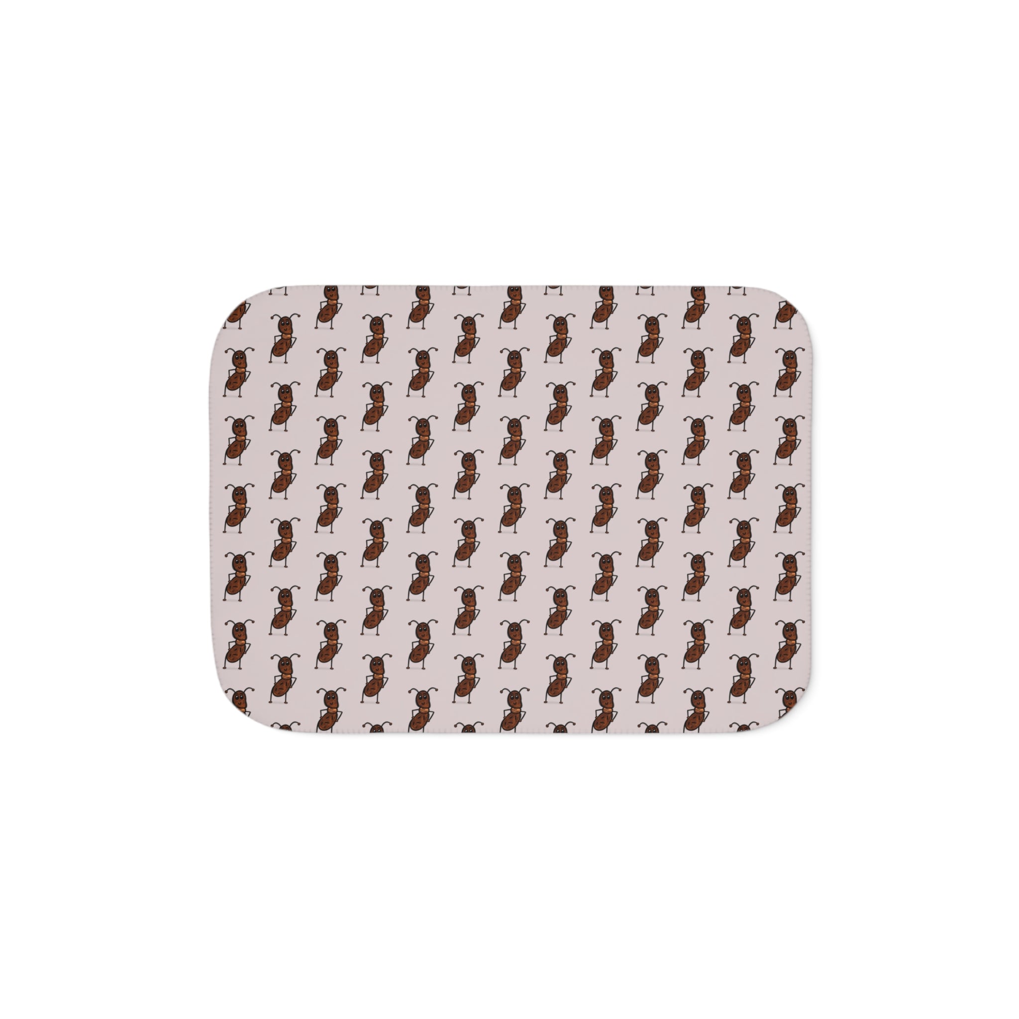 Hand-Drawn Ant Pattern Sherpa Blanket | Repeating Insect Design, Cozy Throw