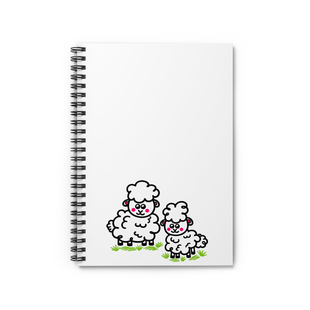Hand-Drawn Cute Sheep Duo Spiral Notebook | Ruled Lined Journal