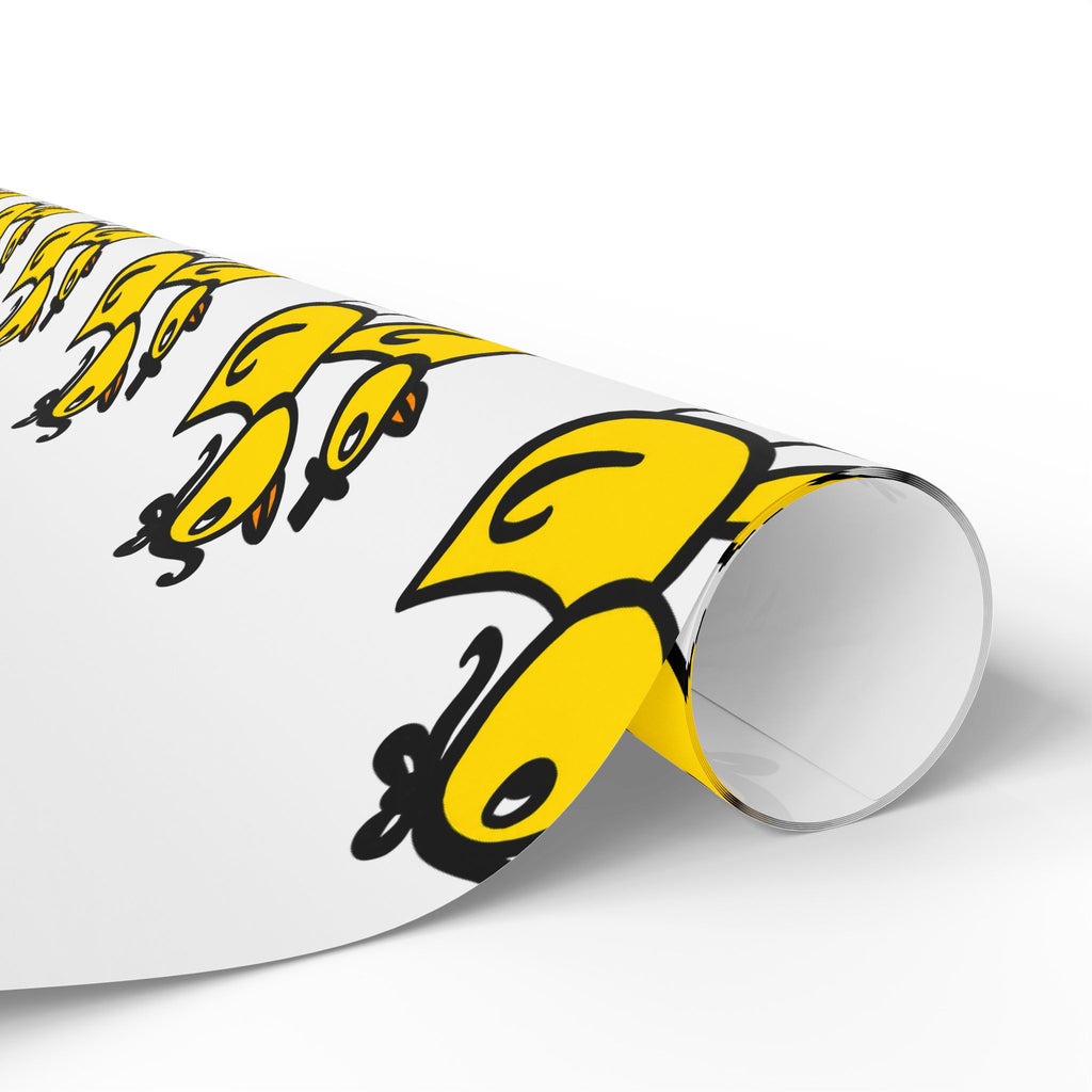 Hand-Drawn Yellow Cartoon Duck Pattern Wrapping Paper | Cute Animal Gift Wrap