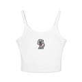 Hand-Drawn Tiny White Fluffy Dog Tank Top | Small Dog Illustration with Red Collar, Minimal Chest Print