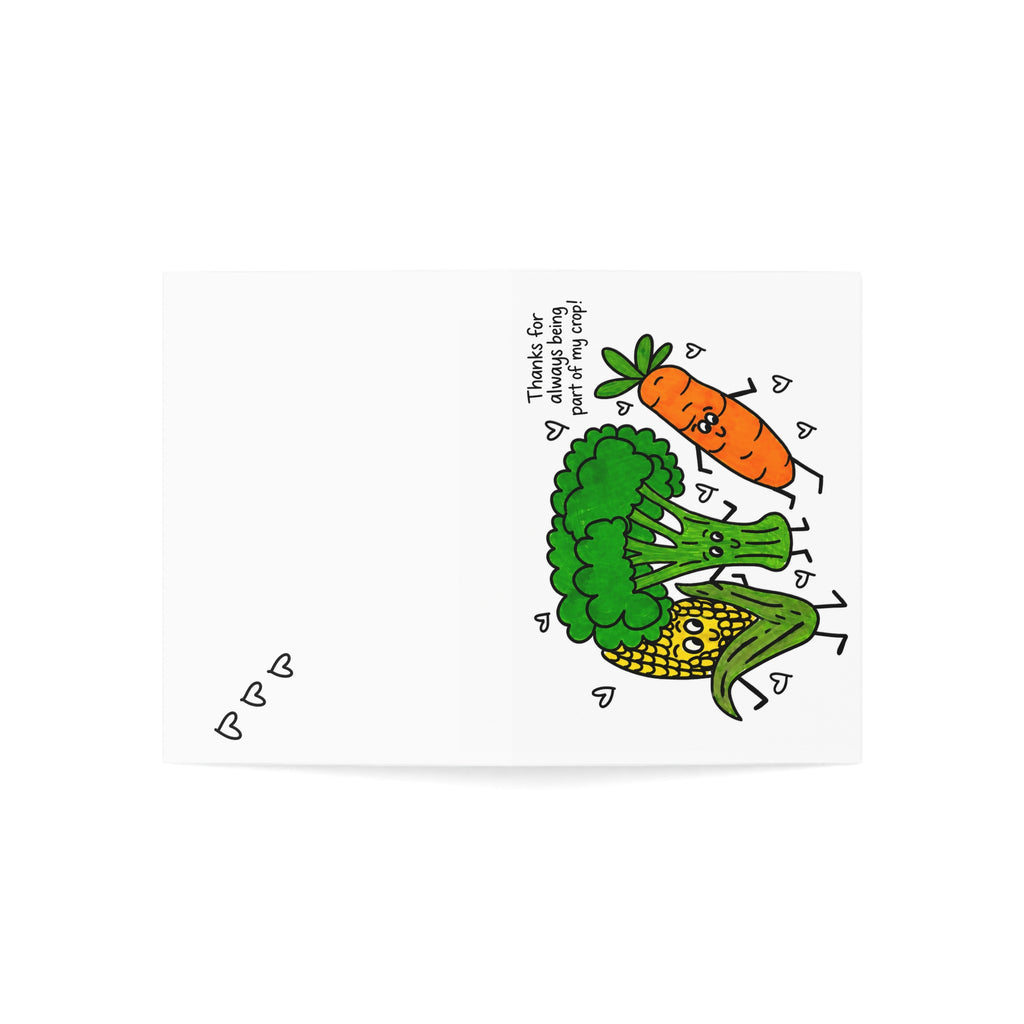 Cute Veggie Greeting Card, Hand Drawn Friendship Card, Wholesome Hug Card, Funny Vegetable Card for Friend