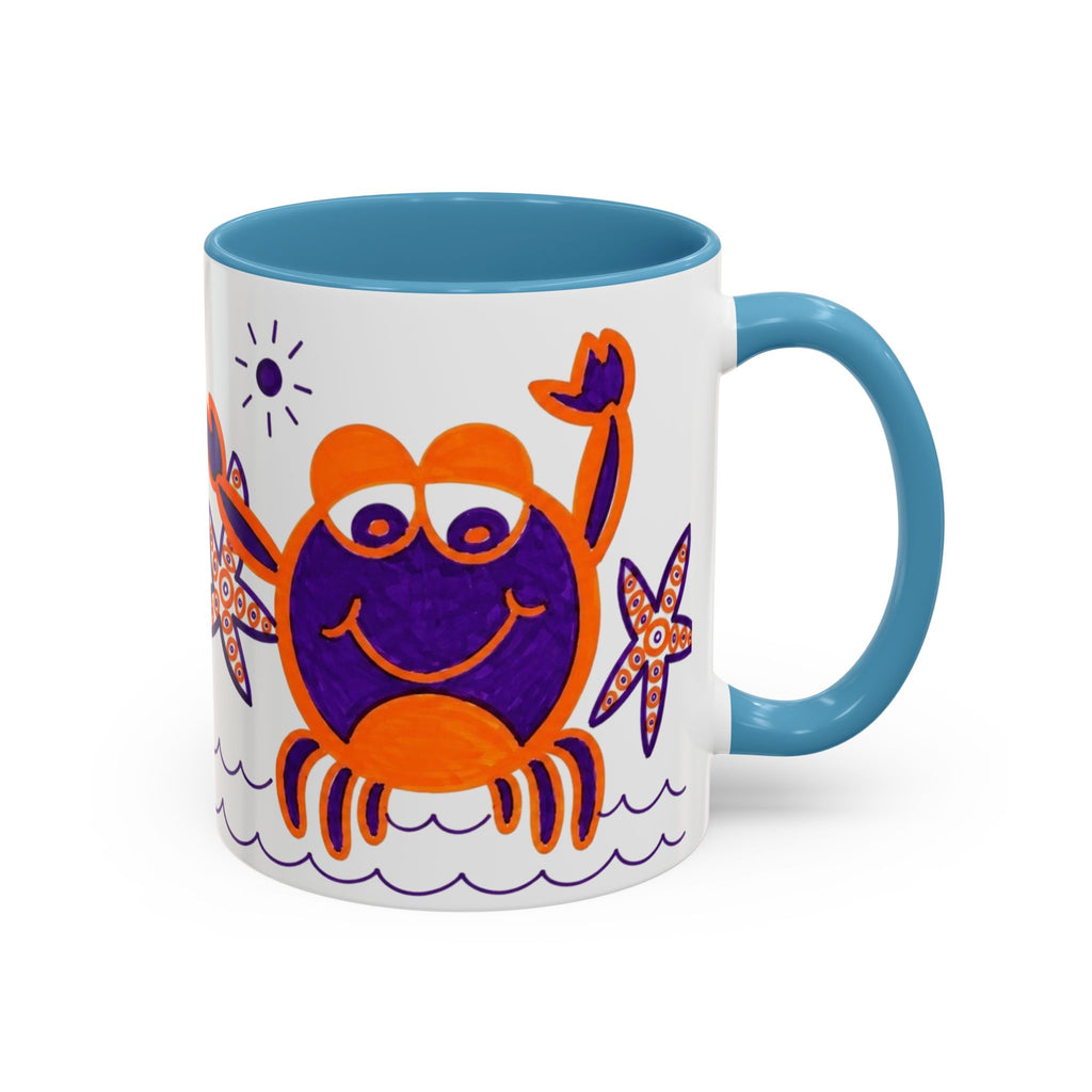 Hand-Drawn Playful Purple Orange Crab mug | Accent Coffee Mug