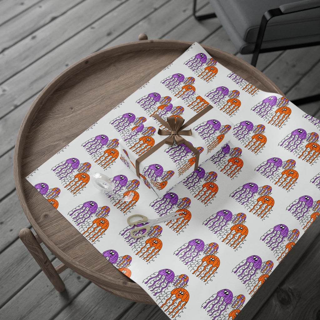 Hand-Drawn Jellyfish Wrapping Paper | Ocean Creatures Gift Wrap