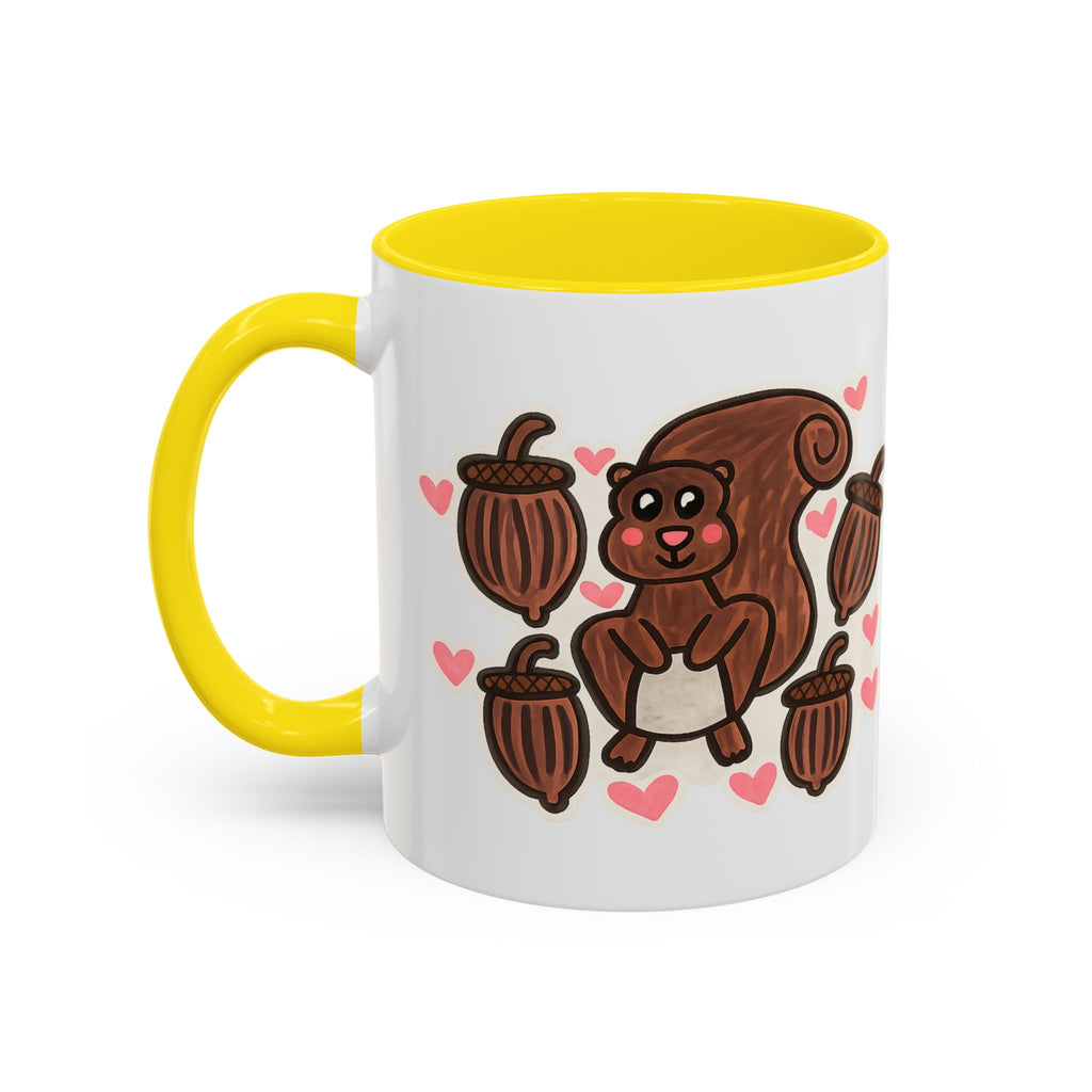 Hand-Drawn Cute Squirrel with Acorns Mug | Accent Coffee Mug