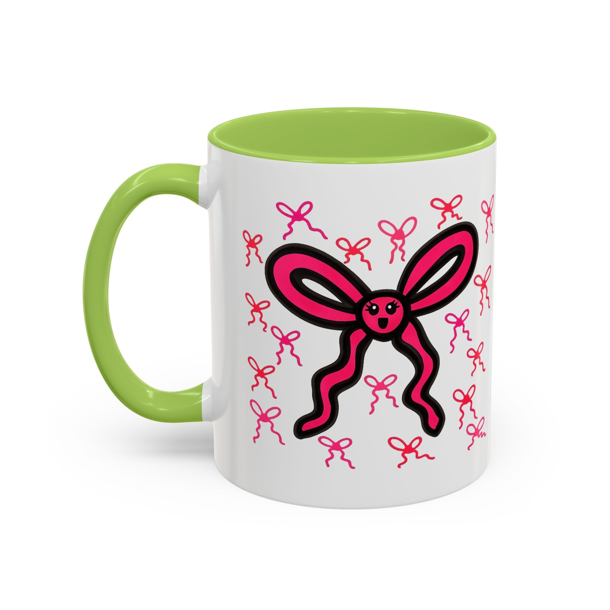 Hand-Drawn Pink Bow Bunny Mug | Accent Coffee Mug
