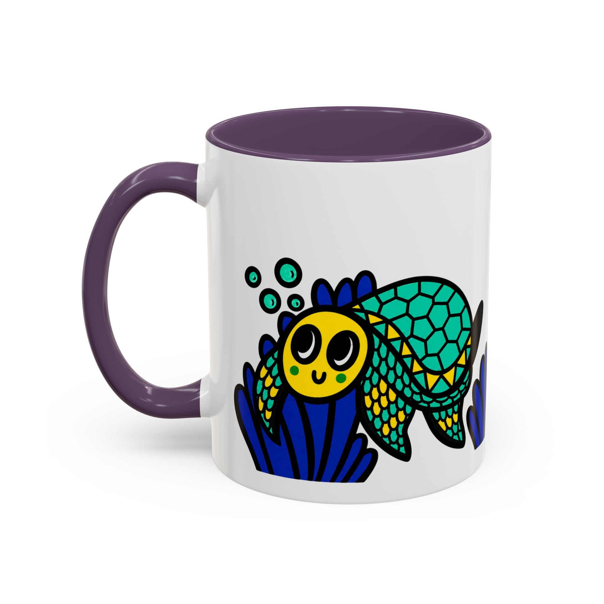 Hand-Drawn Undersea Turtle Coral Accent Mug | 11oz or 15oz