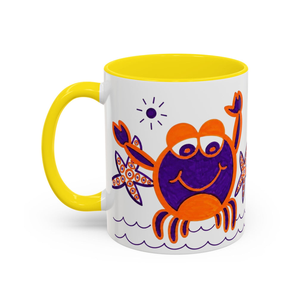 Hand-Drawn Playful Purple Orange Crab mug | Accent Coffee Mug