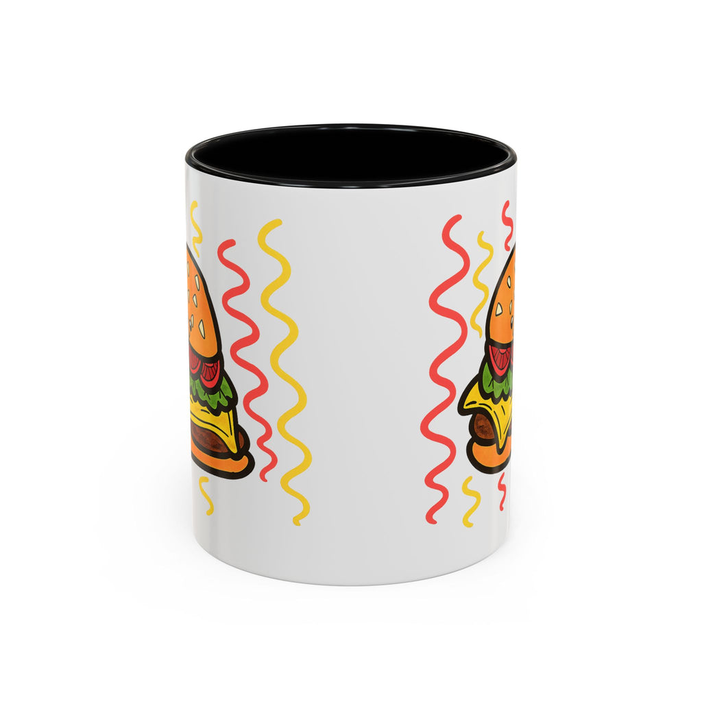 Hand-Drawn Cute Cheeseburger Cartoon Mug | Accent Coffee Mug 11oz 15oz