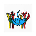 Hand-Drawn Cute Blue Manta Ray Sticker square sticker | Indoor Outdoor vinyl sticker