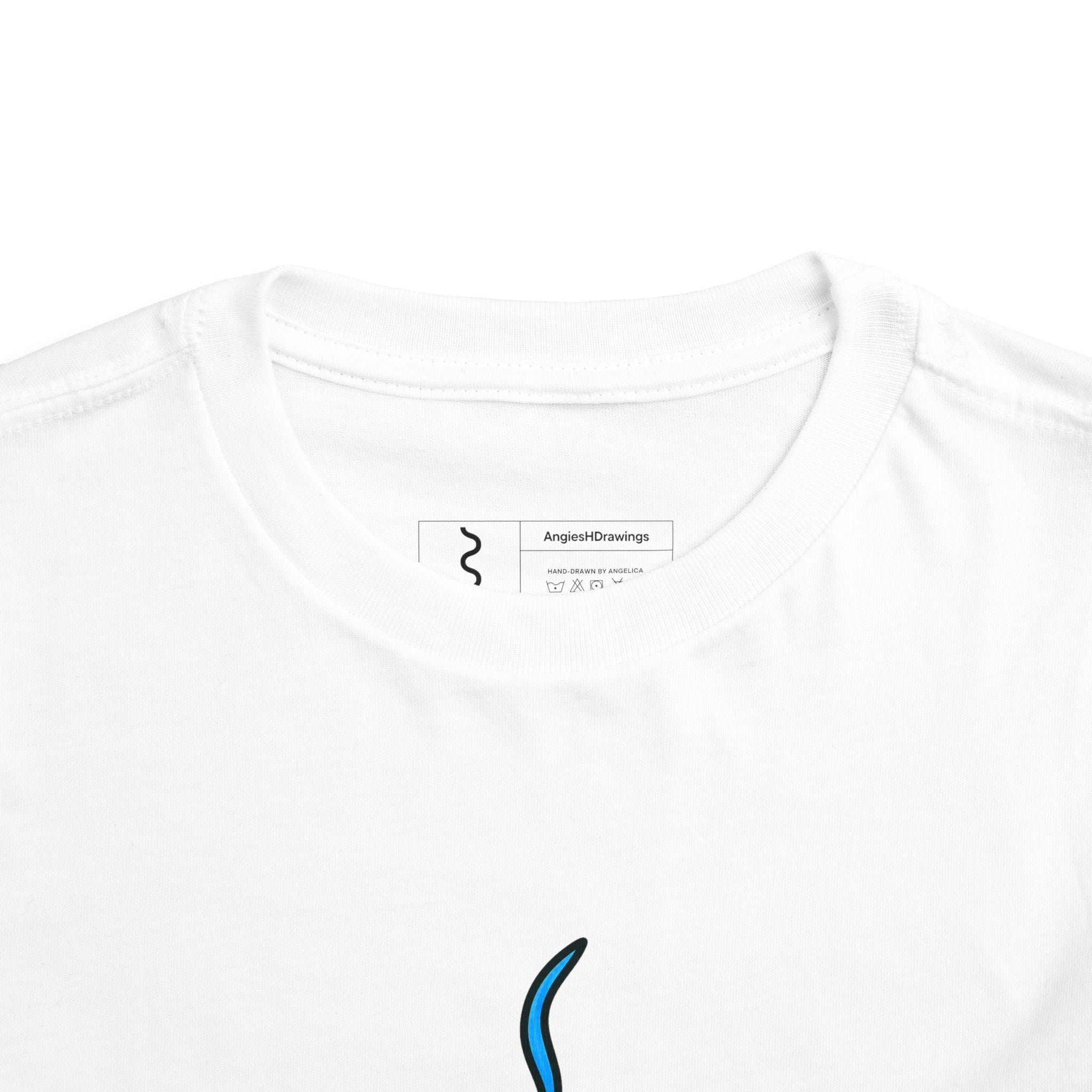 Hand-Drawn Cute Blue Stingray Toddler Tee | Marine Animal Kids Shirt