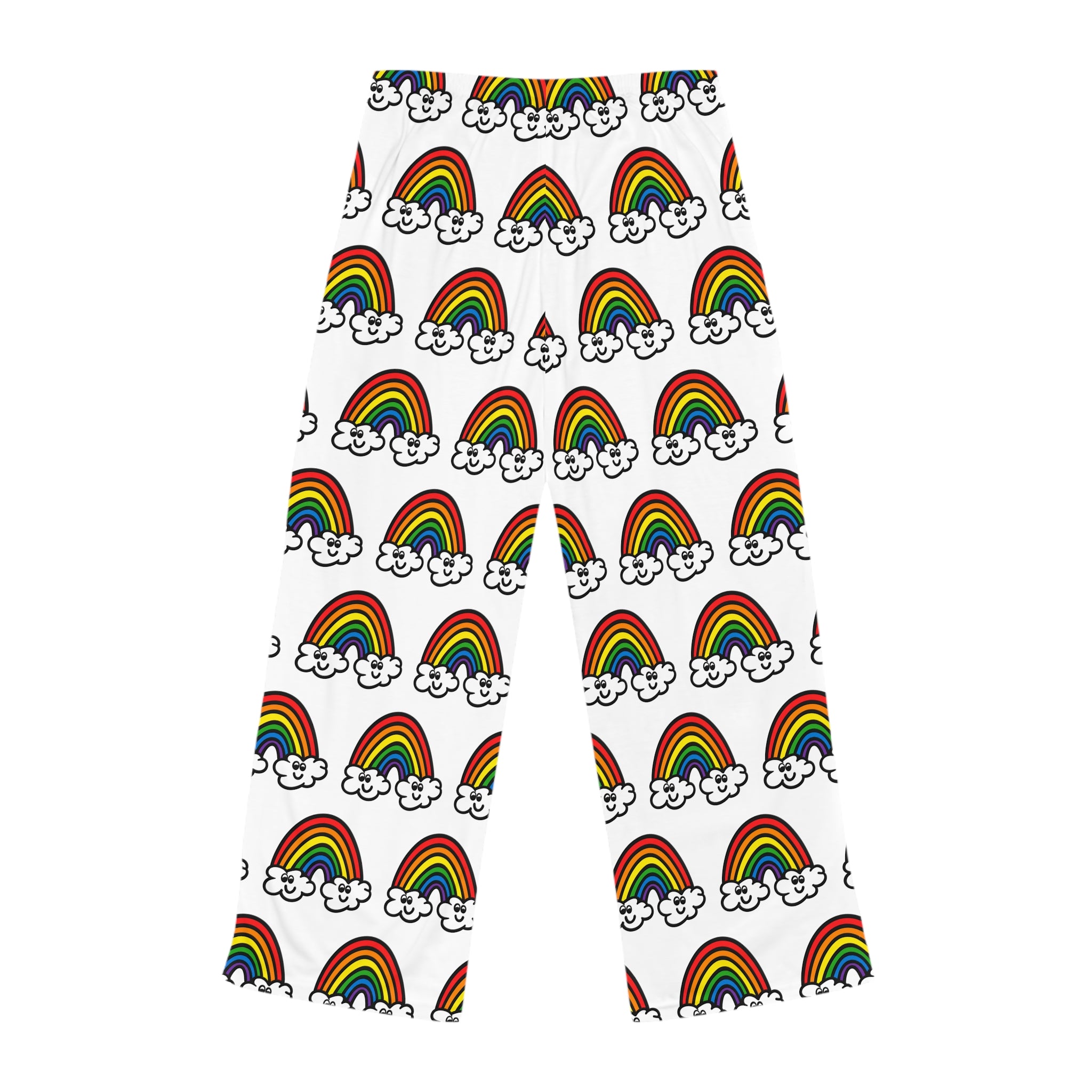 Hand-Drawn Rainbow Clouds Pajama Pants | Rainbow Print Sleepwear