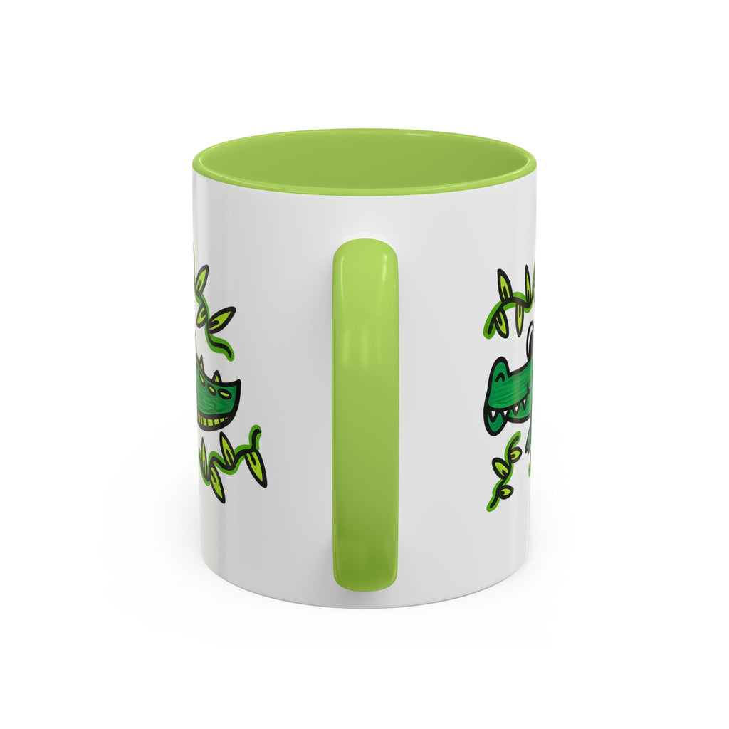 Hand-Drawn Green Playful Alligator Mug | Accent Coffee Mug