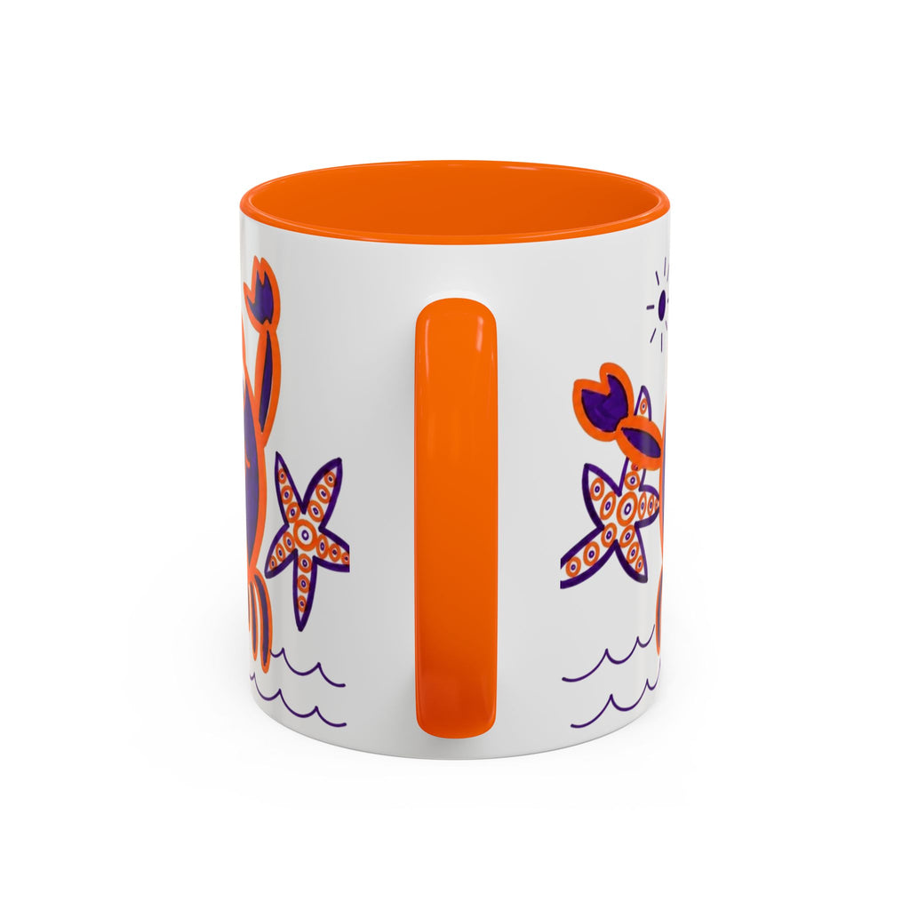 Hand-Drawn Playful Purple Orange Crab mug | Accent Coffee Mug