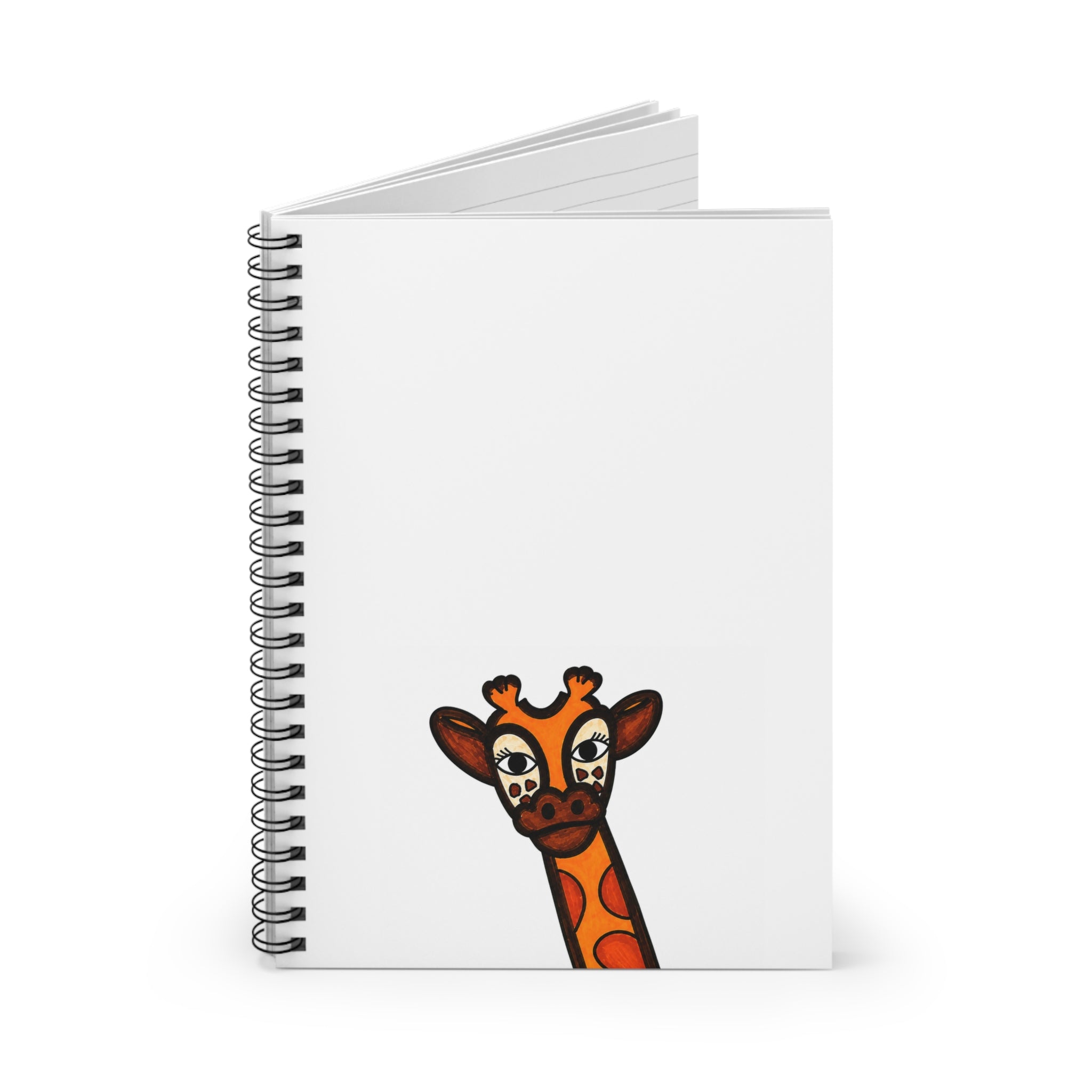 Hand-Drawn Peeking Giraffe Spiral Notebook | Ruled Line