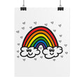 Hand-Drawn Smiling Rainbow with Hearts Poster | Rolled Poster