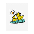 Hand-Drawn Mama Duck and Duckling Poster | Cute Duck Pond Illustration