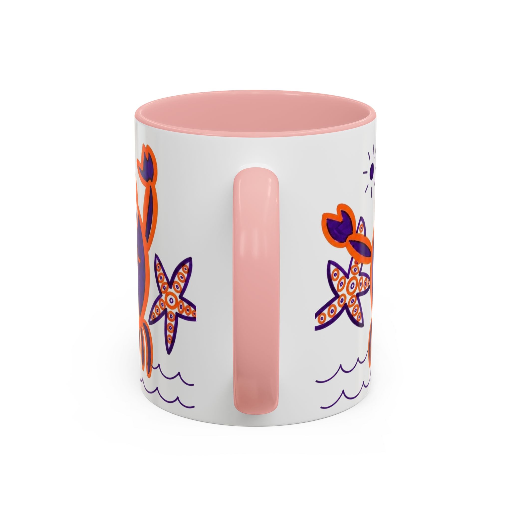 Hand-Drawn Playful Purple Orange Crab mug | Accent Coffee Mug