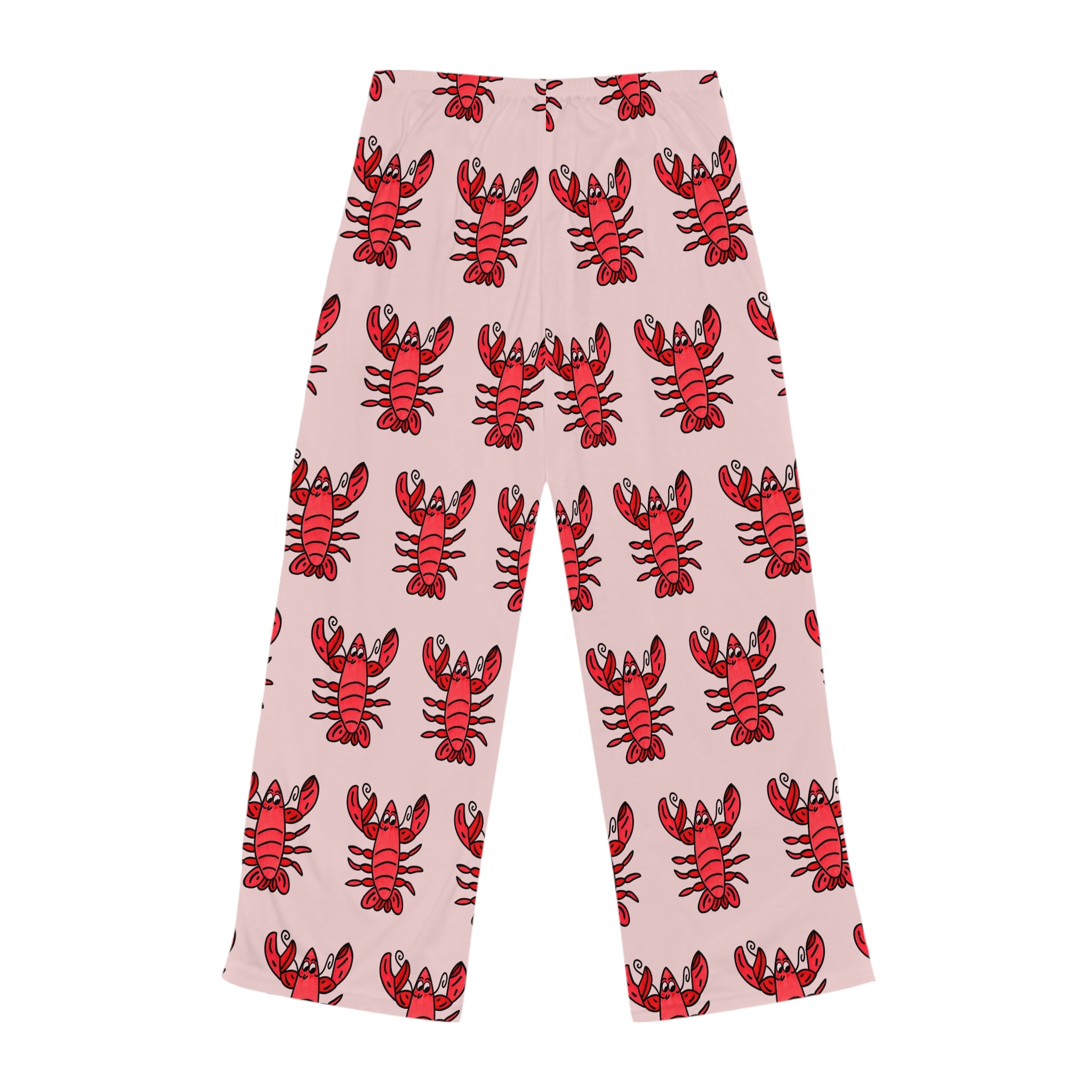 Hand-Drawn Red Lobster Pattern Pajama Pants | Lobster Print Lounge Bottoms