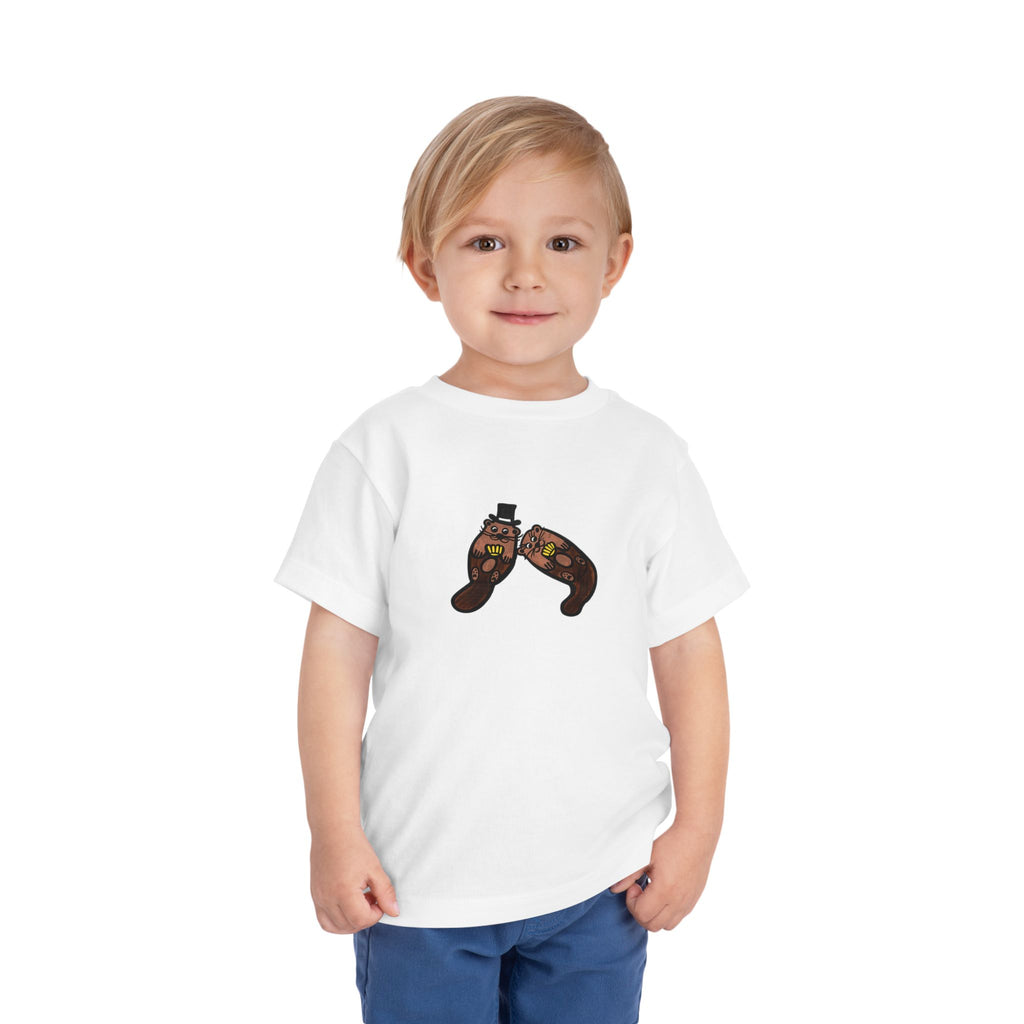Hand-Drawn Otter Pair Illustration Toddler Tee | Cute Woodland Animal Shirt