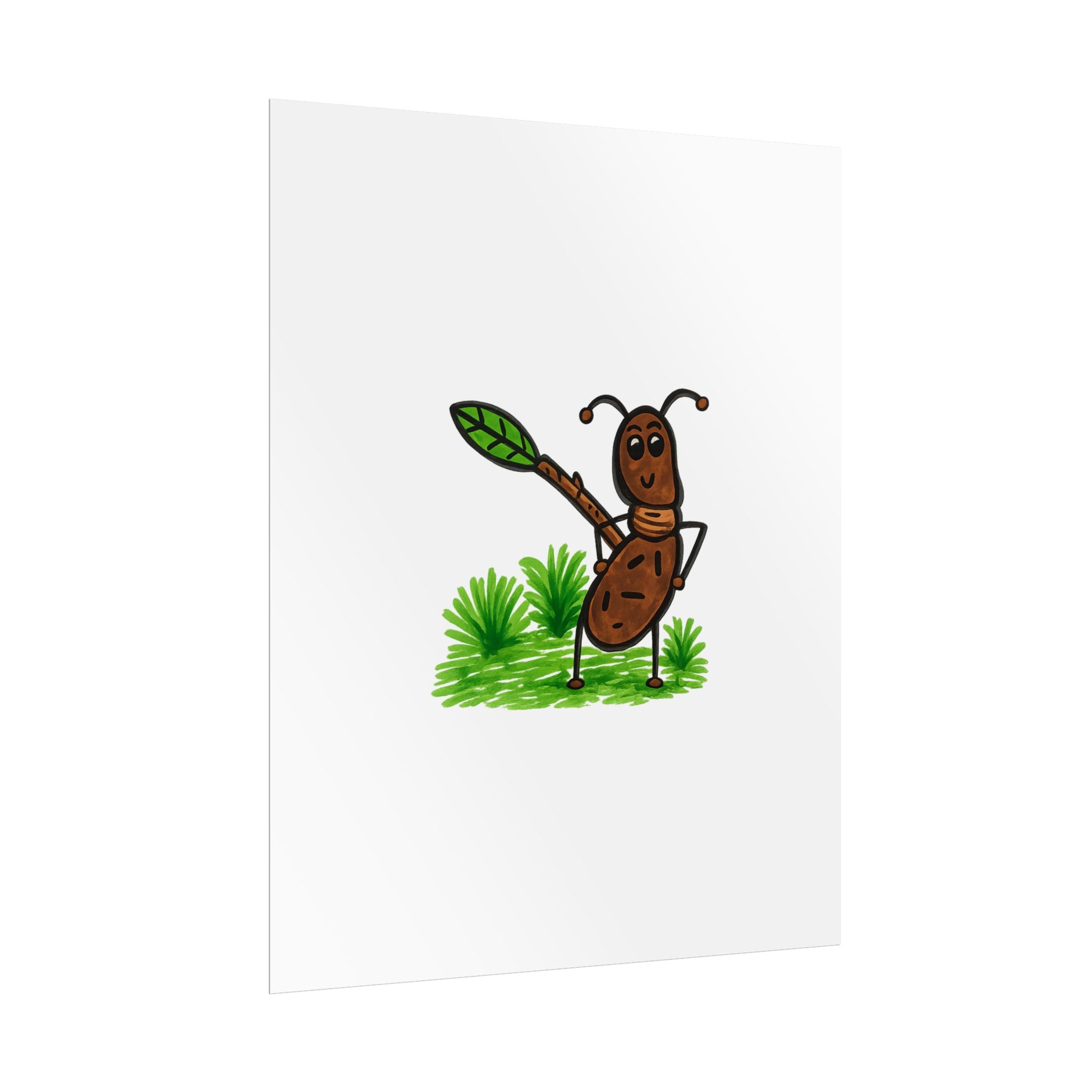 Hand-Drawn Cute Ant Illustration Rolled Posters | Cartoon Insect Art, Nursery Wall Decor
