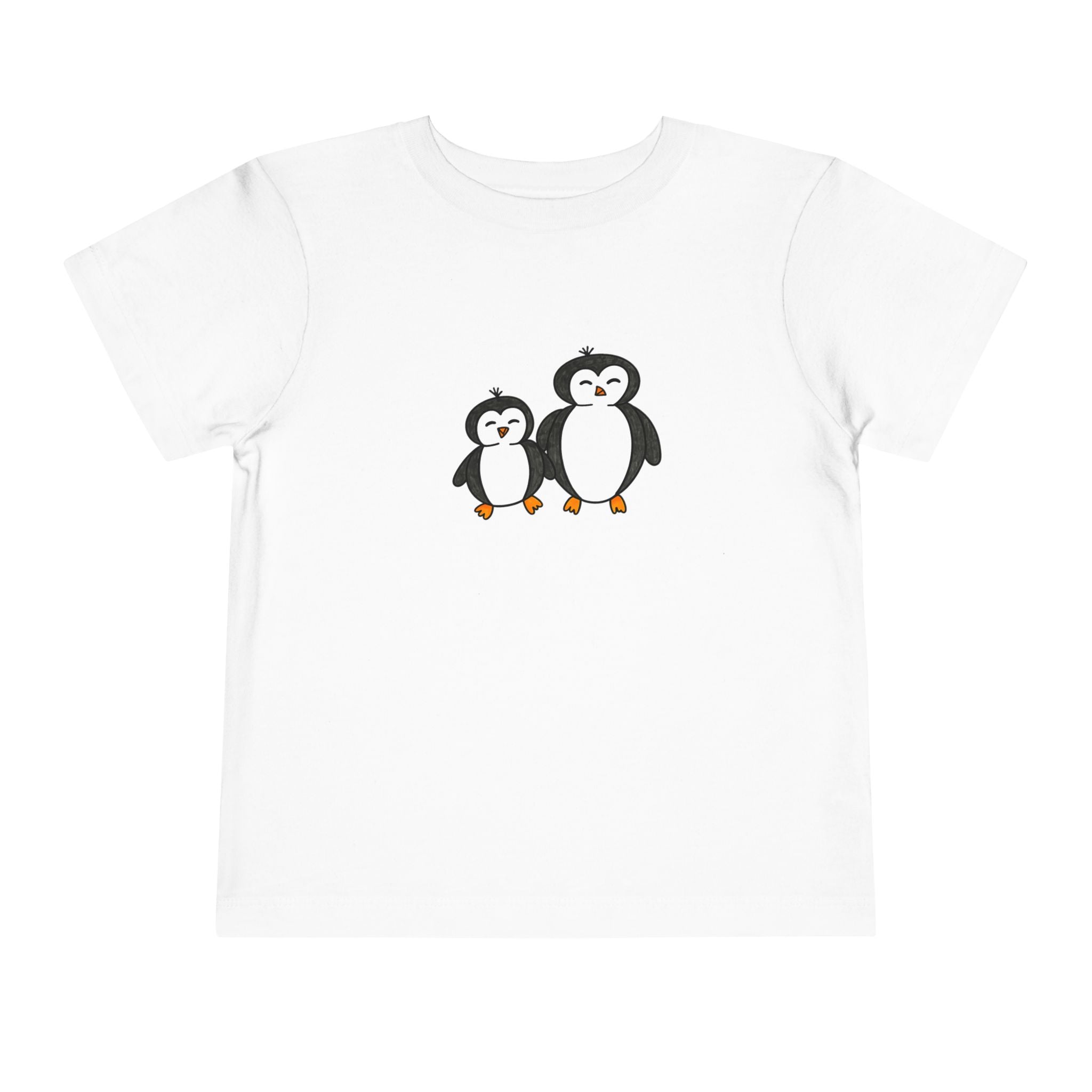 Hand-Drawn Penguin Family Toddler Tee | Cute Baby Penguins Kids Shirt