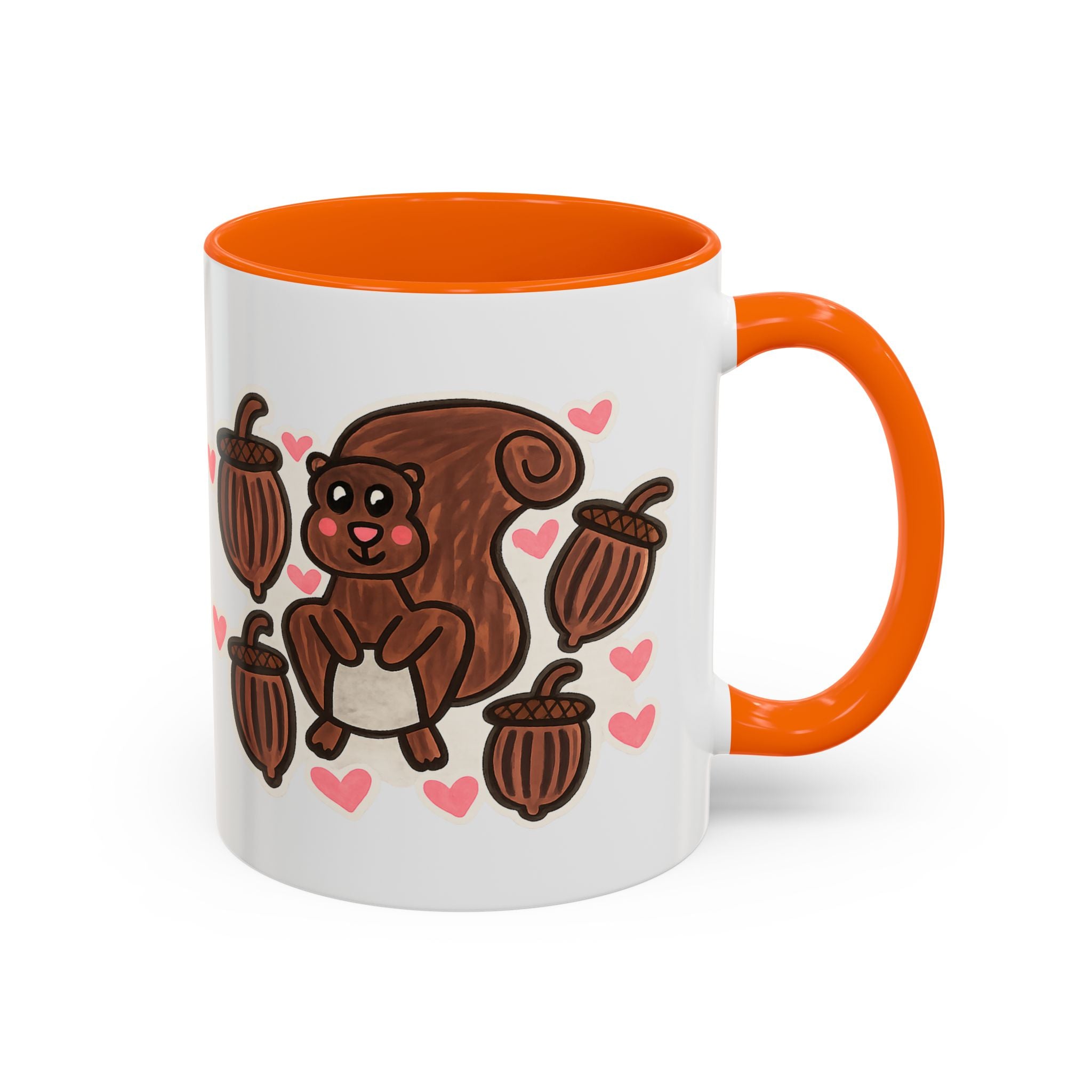 Hand-Drawn Cute Squirrel with Acorns Mug | Accent Coffee Mug