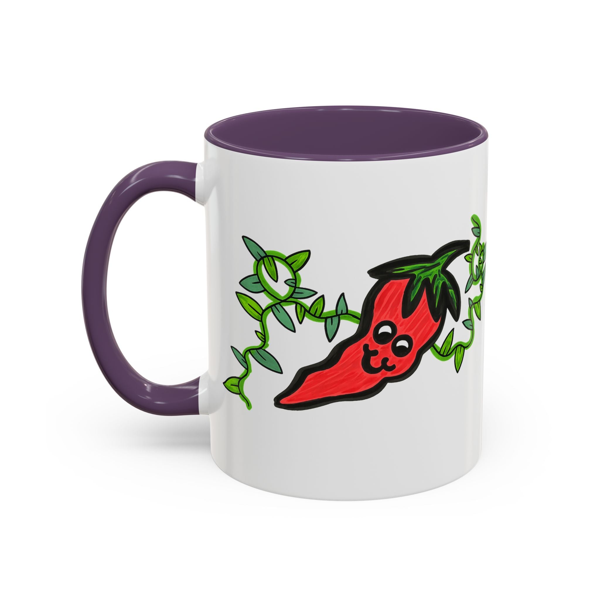 Hand-Drawn Cute Chili Pepper Vine Coffee Mug | Hot Veggie Accent Mug