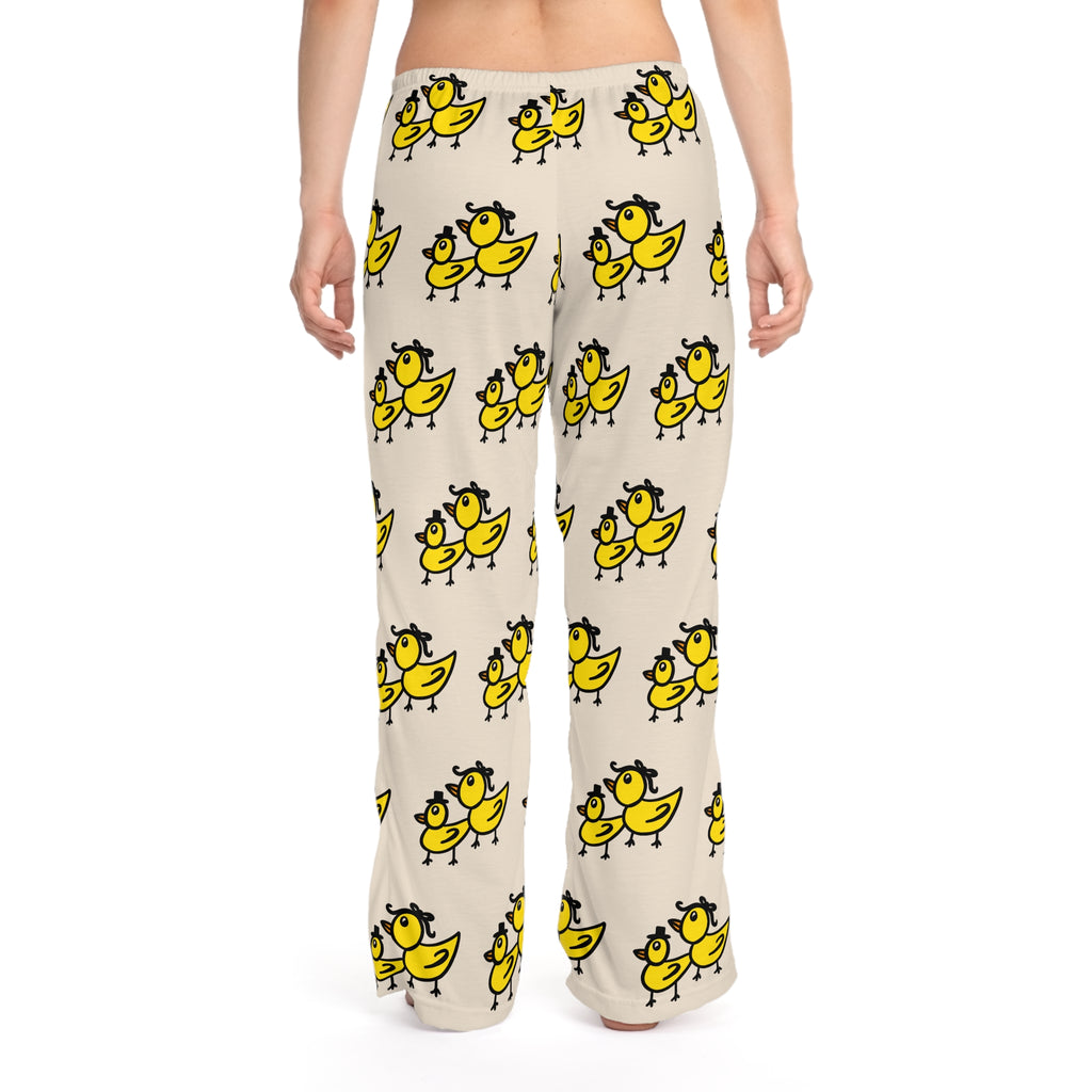 Hand-Drawn Yellow Cartoon Chick Pattern Pajama Pants | All-Over Print
