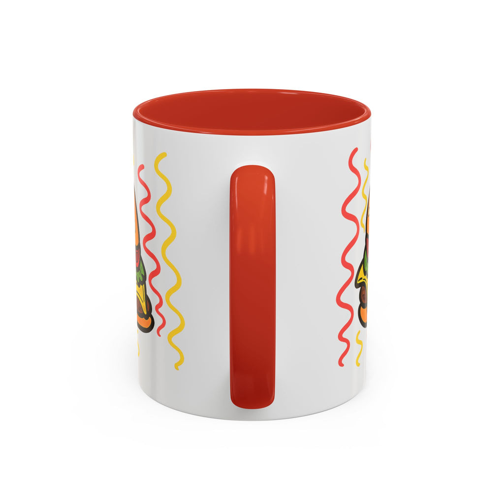 Hand-Drawn Cute Cheeseburger Cartoon Mug | Accent Coffee Mug 11oz 15oz