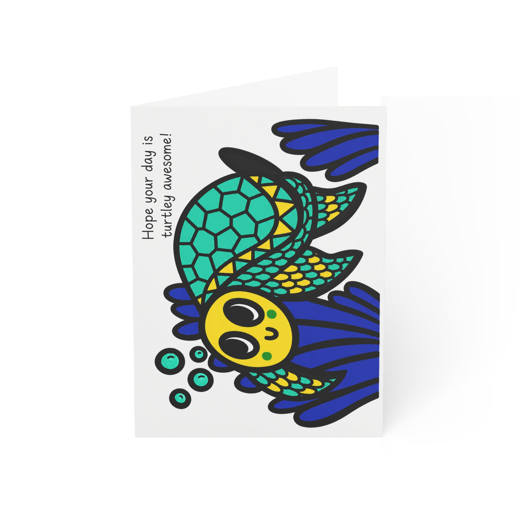 Cute Sea Turtle Greeting Card, Hand Drawn Coastal Card, Whimsical Ocean Turtle Card, Beach Lover Gift Card