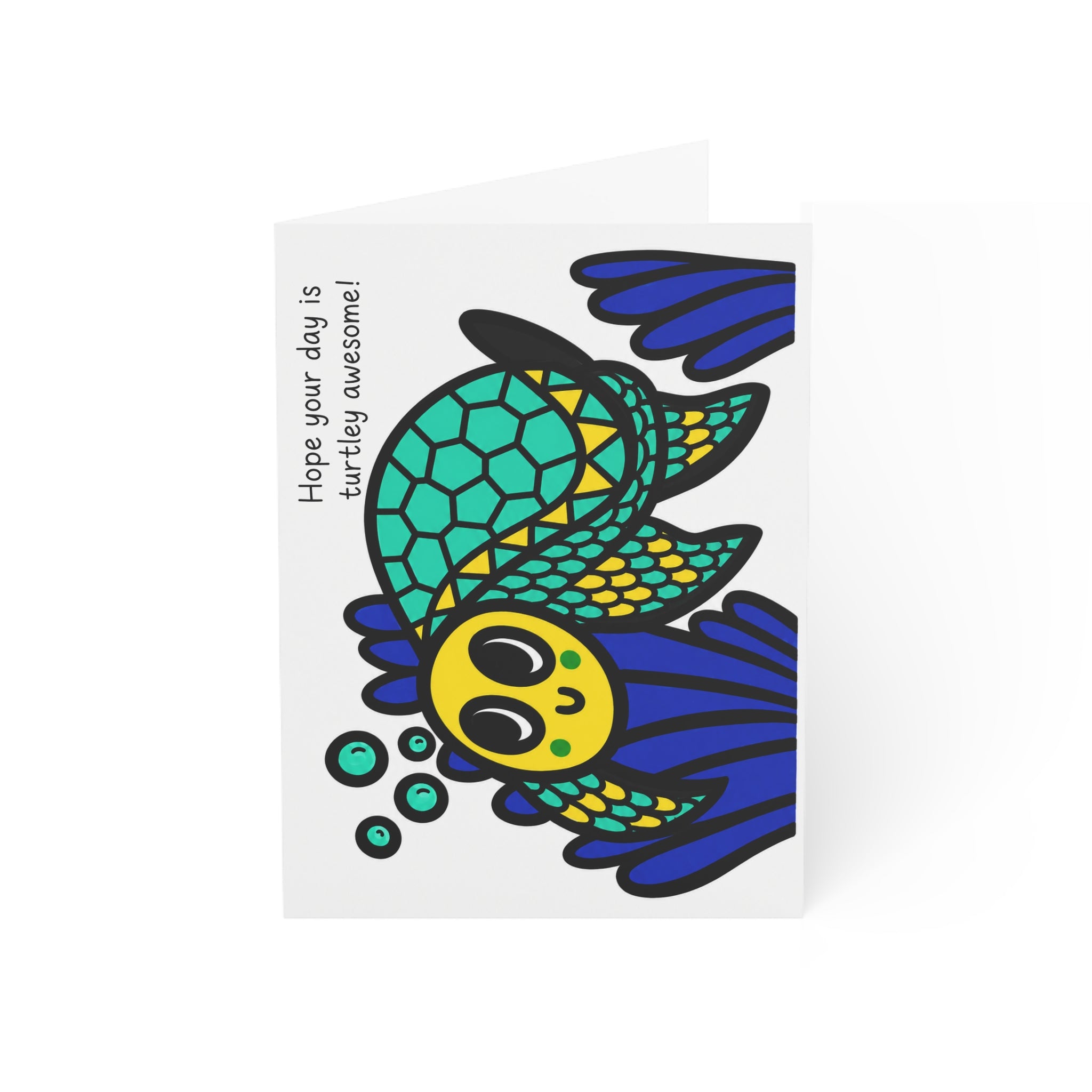 Cute Sea Turtle Greeting Card, Hand Drawn Coastal Card, Whimsical Ocean Turtle Card, Beach Lover Gift Card