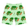 Hand-Drawn Broccoli, Corn, and Carrot Pattern Board Shorts | All-Over Print