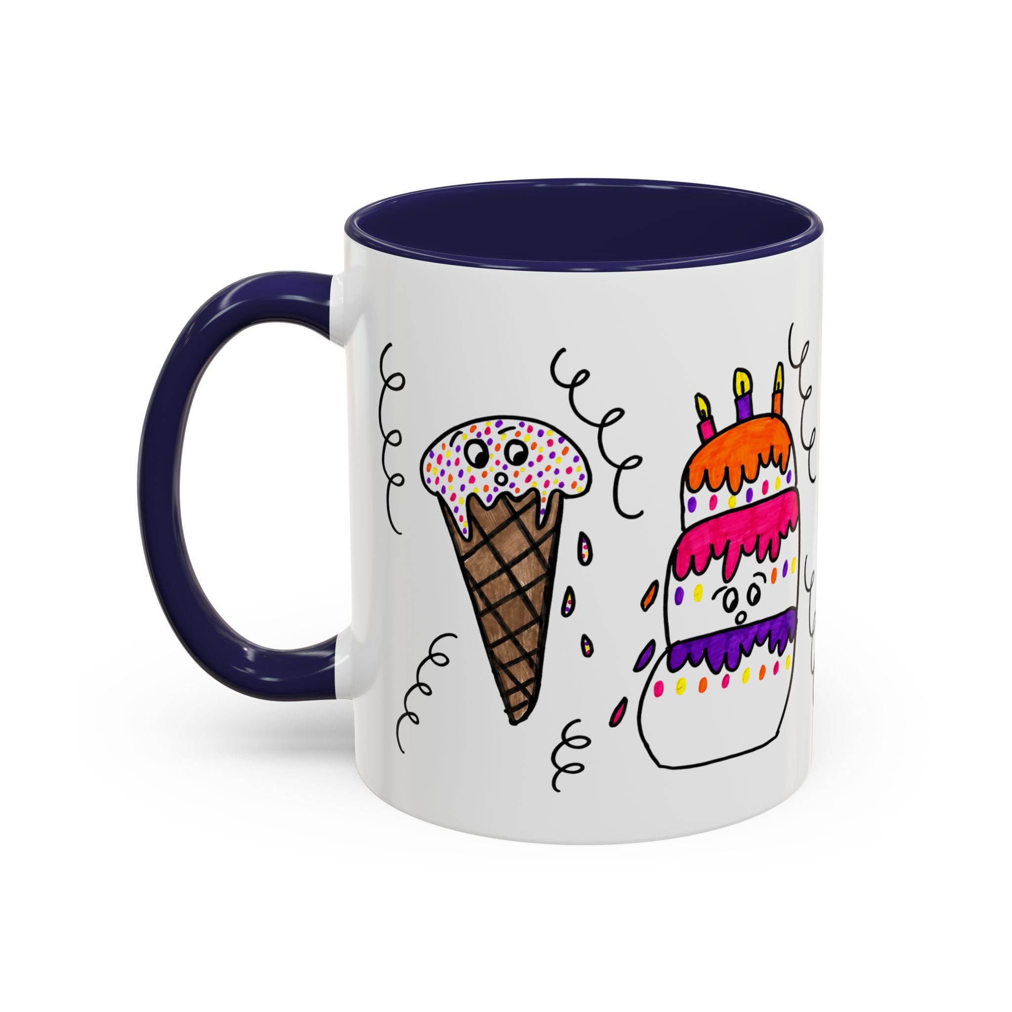 Hand-Drawn Cute Doodle Ice Cream & Cake Mug | Accent Coffee Mug