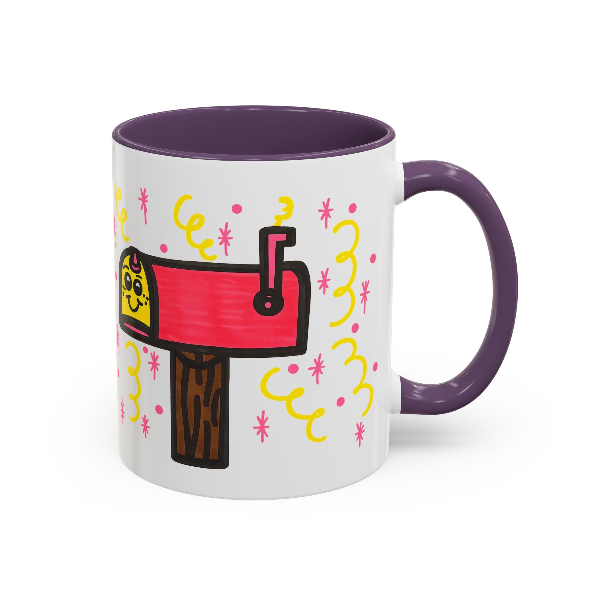 Hand-Drawn Cute Smiling Mailbox Mug | Accent Coffee Mug