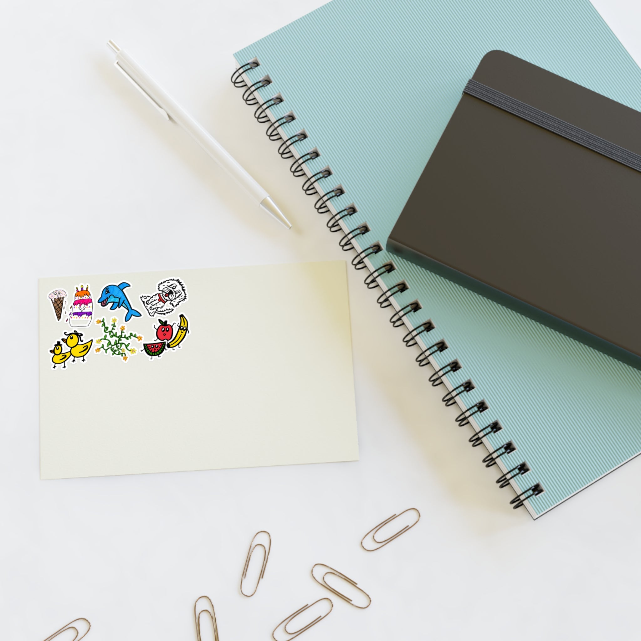 Hand-Drawn Cute Doodle Variety Sticker Sheet | Small Fun Vinyl Stickers