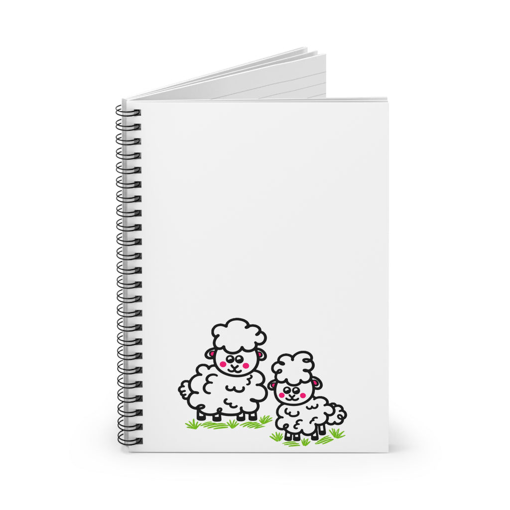 Hand-Drawn Cute Sheep Duo Spiral Notebook | Ruled Lined Journal