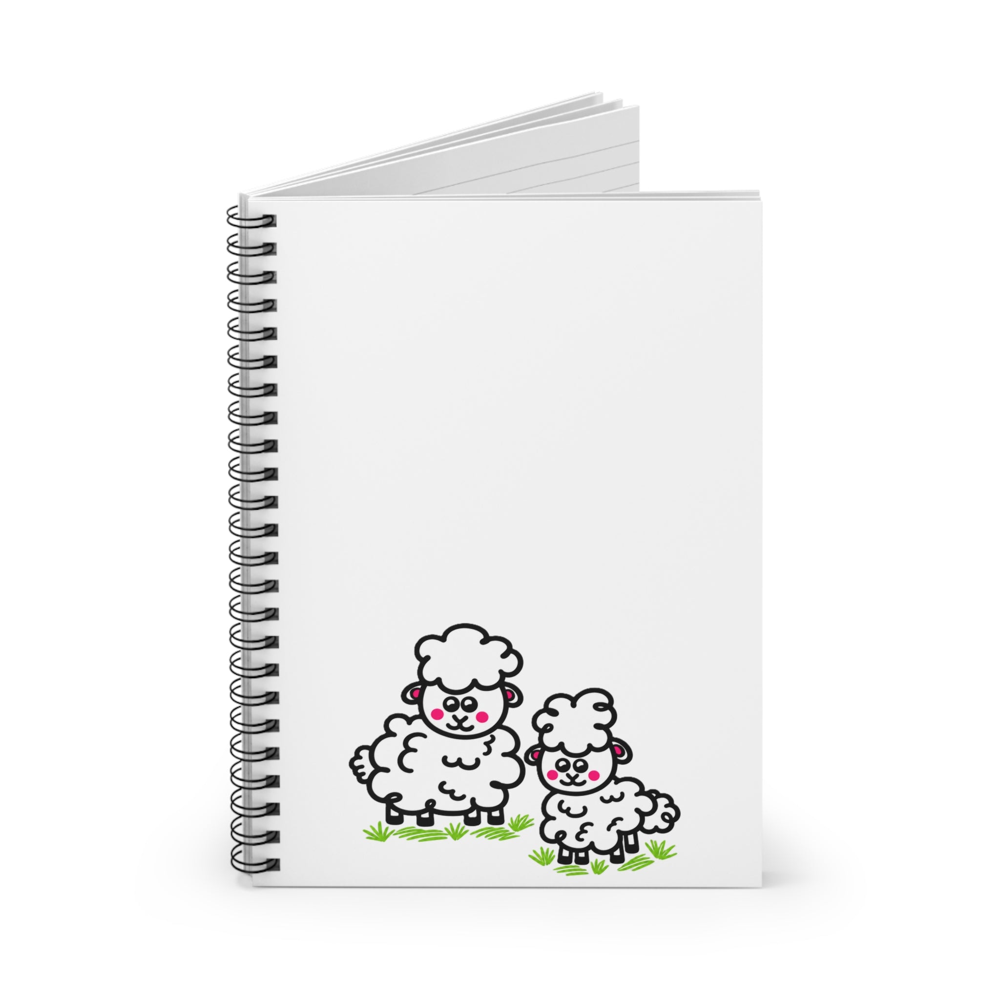 Hand-Drawn Cute Sheep Duo Spiral Notebook | Ruled Lined Journal
