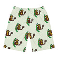 Hand-Drawn Cartoon Monkey Pattern Men's Board Shorts | Tropical Tree Swim Trunks
