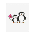 Hand-Drawn Cute Penguin Duo holding Flower Poster | Nursery Wall Art, Animal Print