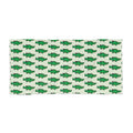 Hand-Drawn Green Crocodile Pattern Beach Towel | Tropical Alligator Repeat